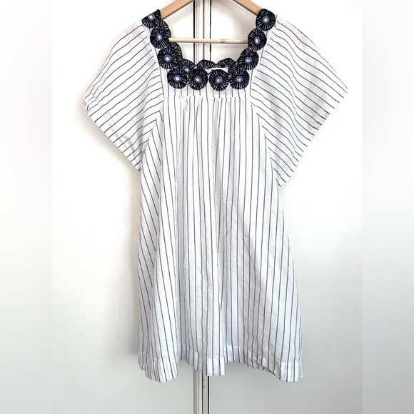 Madewell Embroidered Butterfly Dress in Stripe Dark Metal Size‎ XXS Retro 70s - Picture 2 of 11